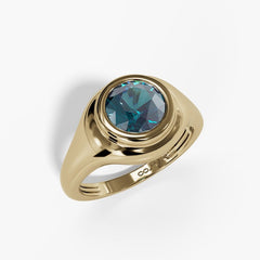 10k Yellow Gold Round-cut Bezel Birthstone Alexandrite Ring