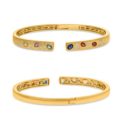 Yellow Gold Multi Sapphire Wrap Bangle