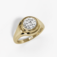10k Yellow Gold Round-cut Bezel Birthstone White Sapphire Ring