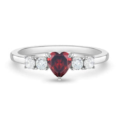 Heart Solitaire Birthstone Girls Ring Jan