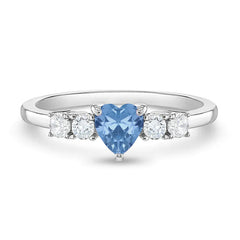 Heart Solitaire Birthstone Girls Ring Mar