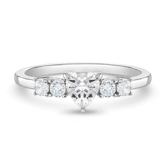 Heart Solitaire Birthstone Girls Ring Apr