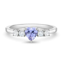 Heart Solitaire Birthstone Girls Ring June