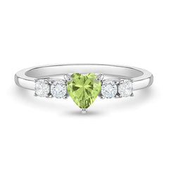 Heart Solitaire Birthstone Girls Ring Aug