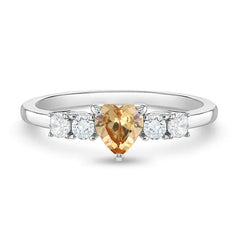 Heart Solitaire Birthstone Girls Ring Nov
